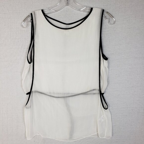 Helmut Lang Double Layered Chiffon Tank White Black Longline Minimalist size S - Picture 3 of 15